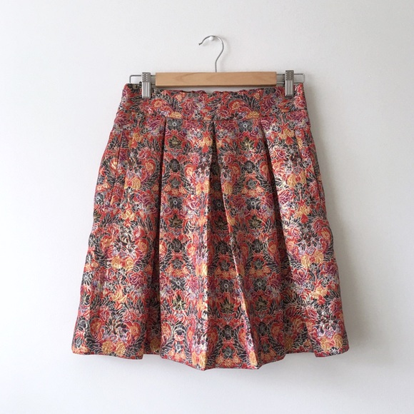 Anthropologie Maeve Rosie Skirt Metallic Floral - Picture 3 of 9